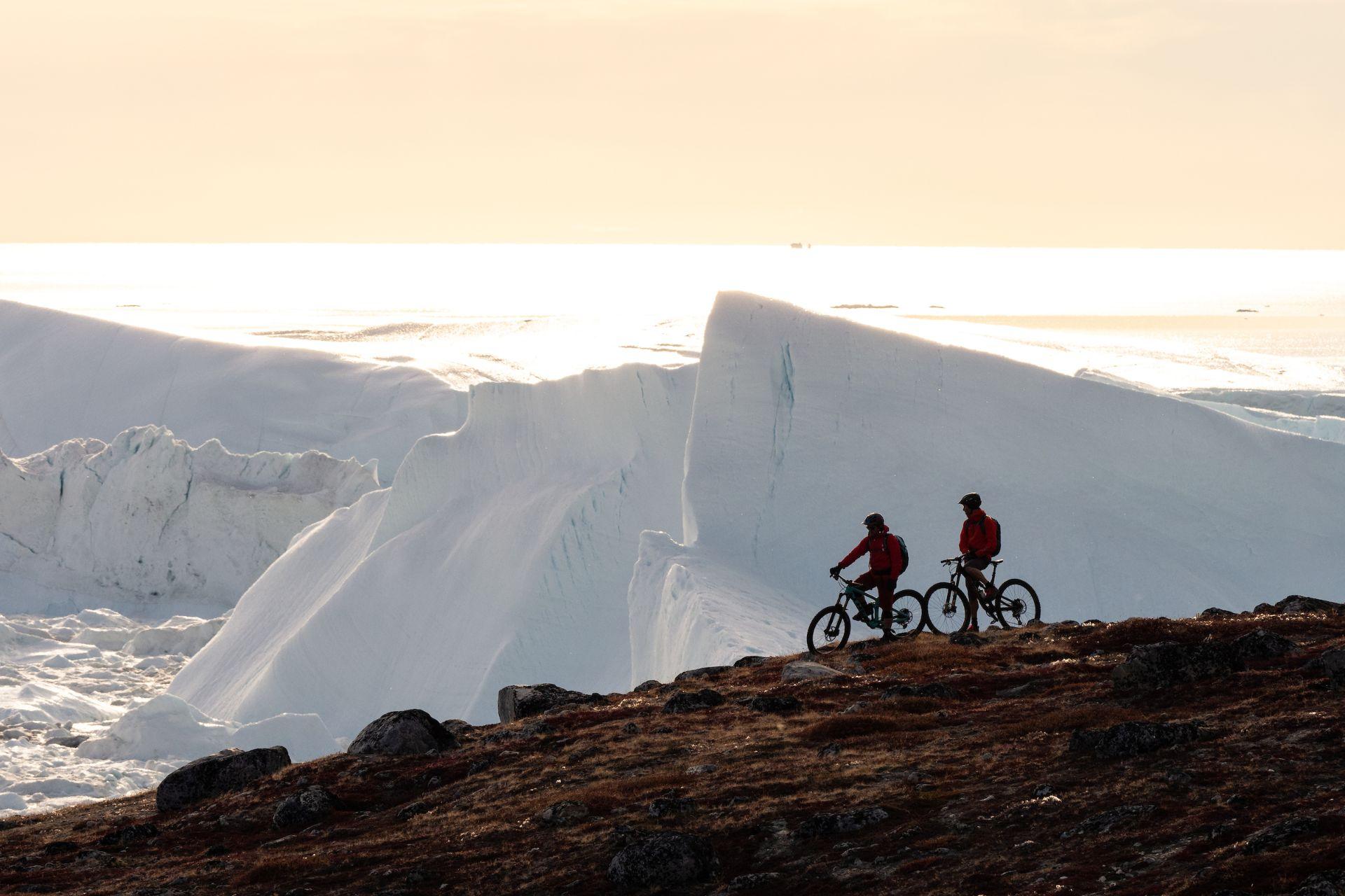 Mountain bikers in Greenland