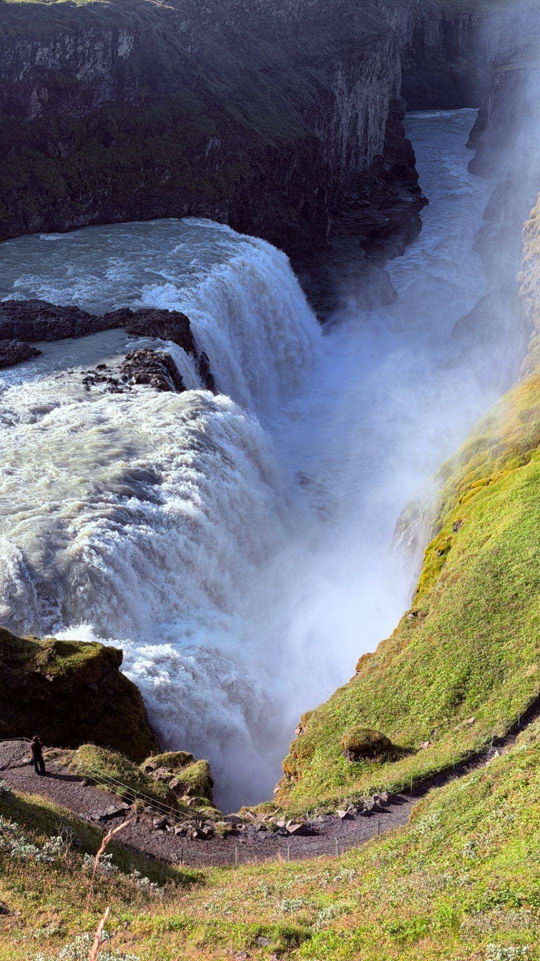 The lower falls of Gullfoss dropping into its canyon, Iceland