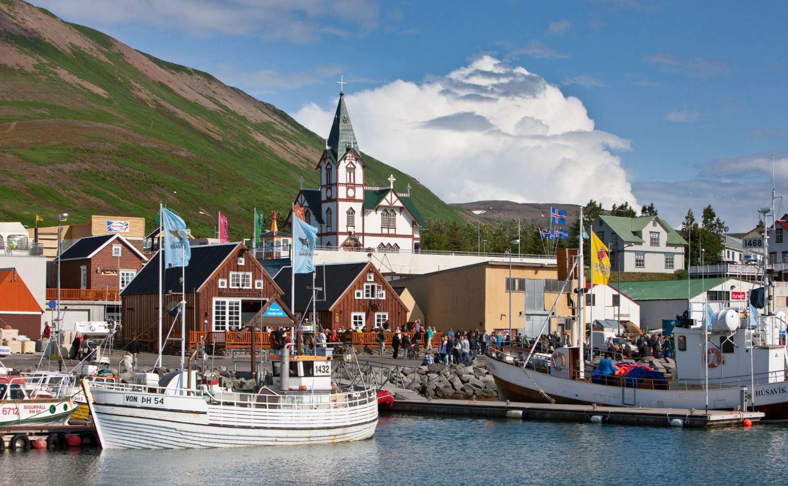 The harbour town of Húsavík on the north coast of Iceland