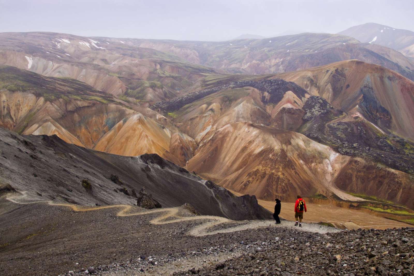 Hikers in the Landmannalaugar highlands of Iceland