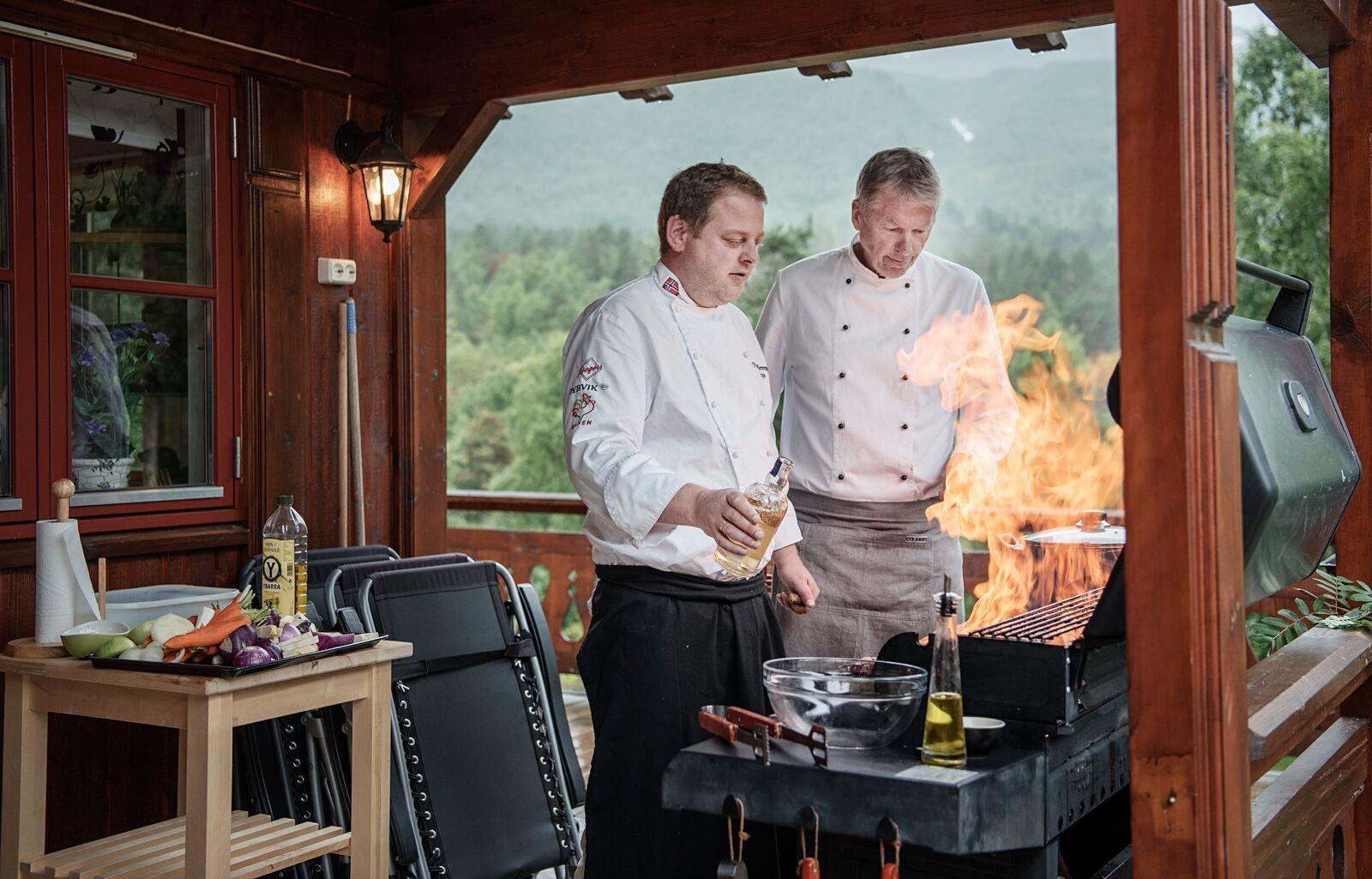 Chefs preparing dinner with Norwegian produce