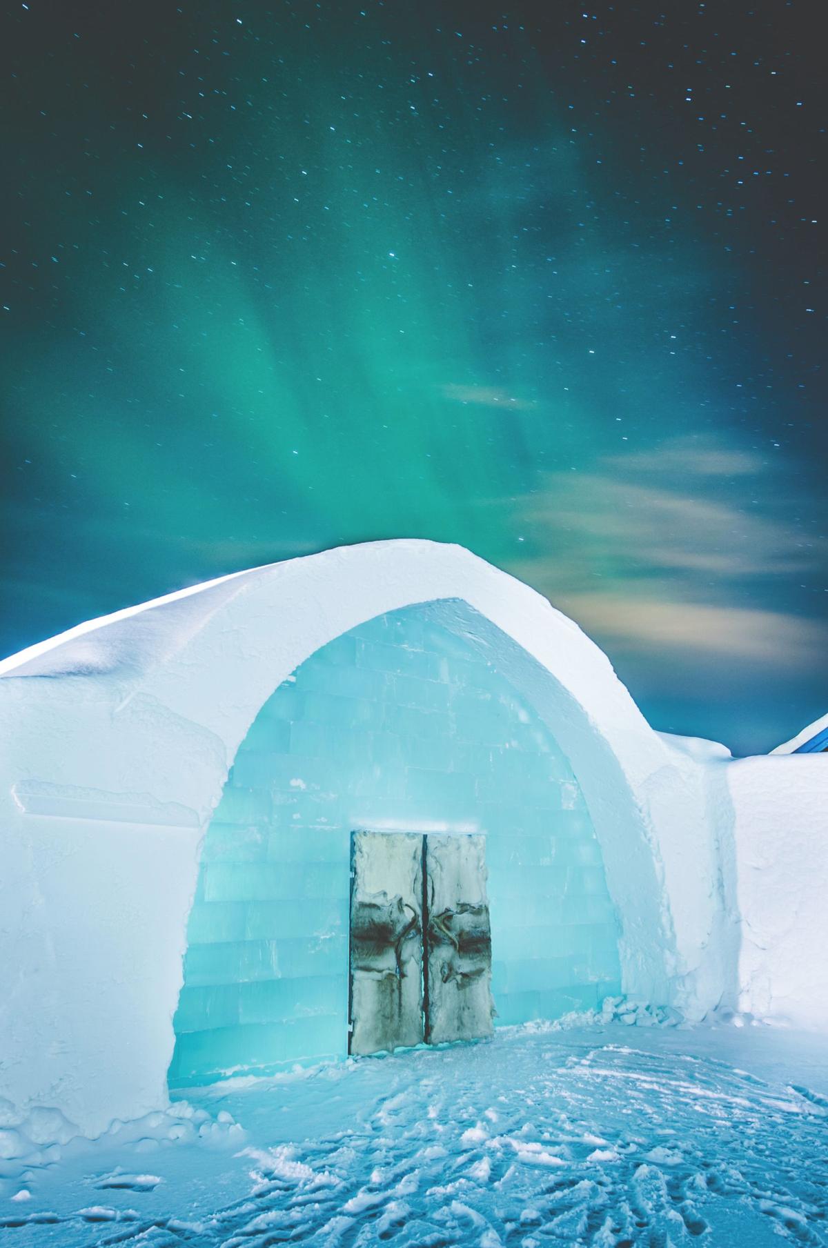 Aurora over the Icehotel at Jukkasjärvi, Swedish Lapland